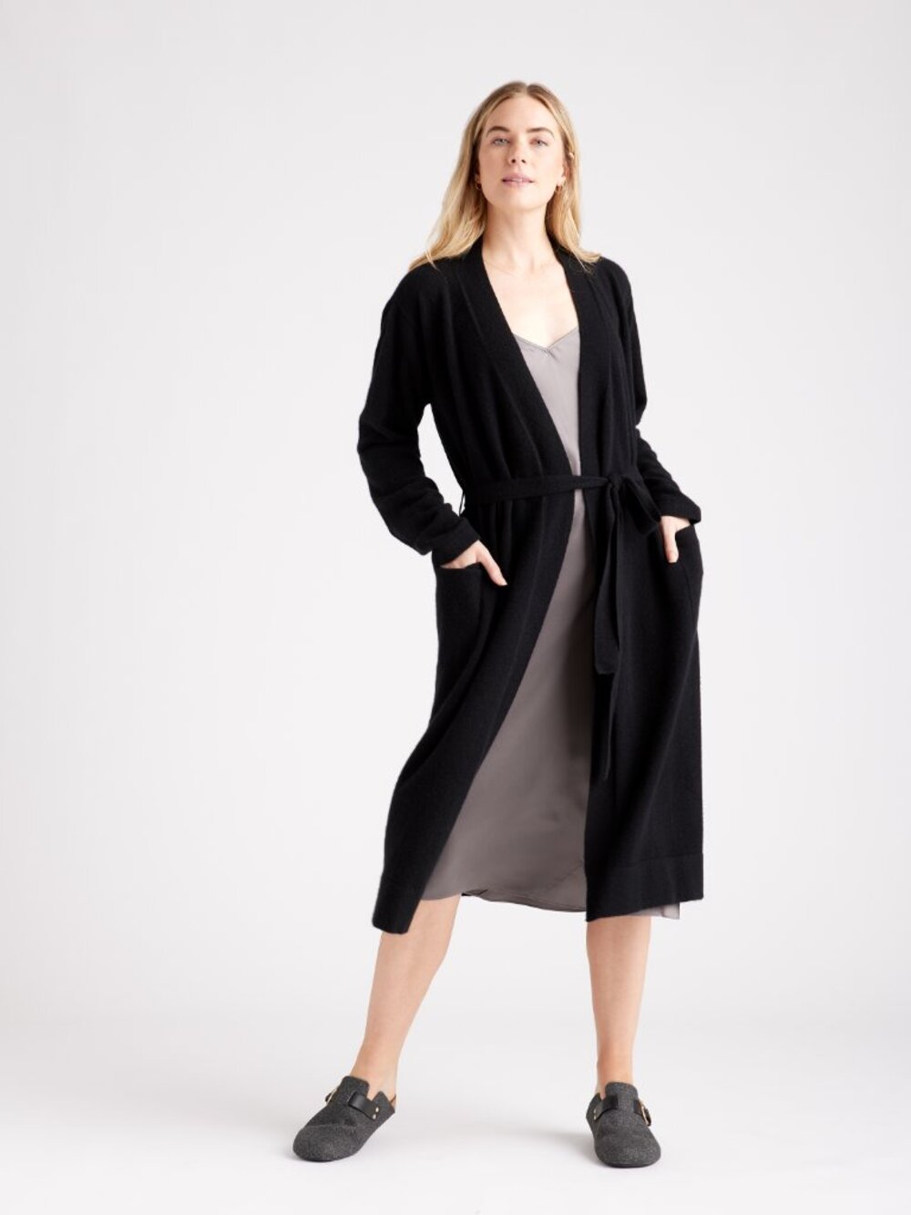 NWT Quince Mongolian Cashmere Robe, Black - Small